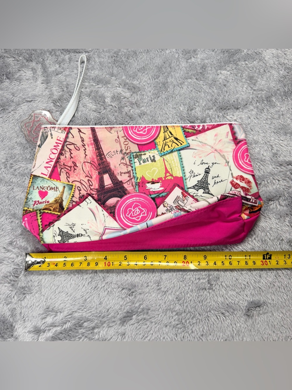 Lancome Pink and Fuchsia Paris Print Wristlet